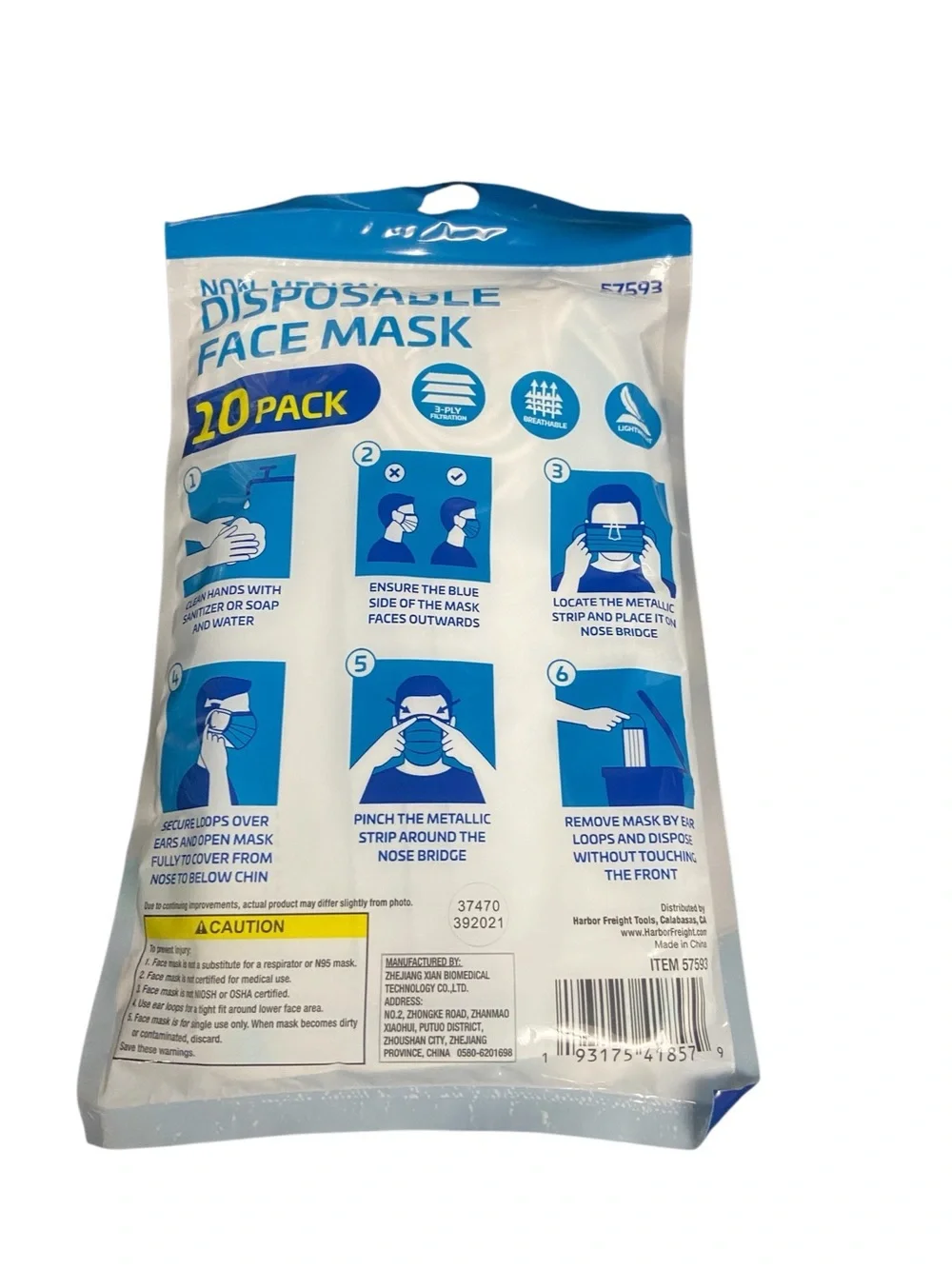 Disposable Face Masks 10-Pack - Black & Blue
